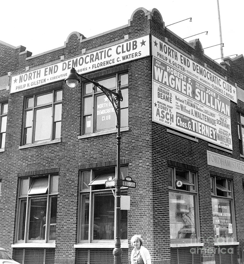 Street View of the Democratic Club in New York City. 1961 Photograph by Anthony Calvacca