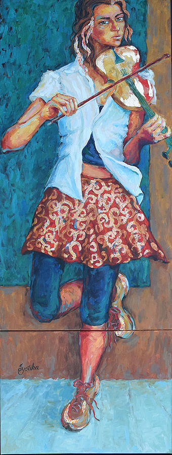 Street Violinist Painting by Jyotika Shroff