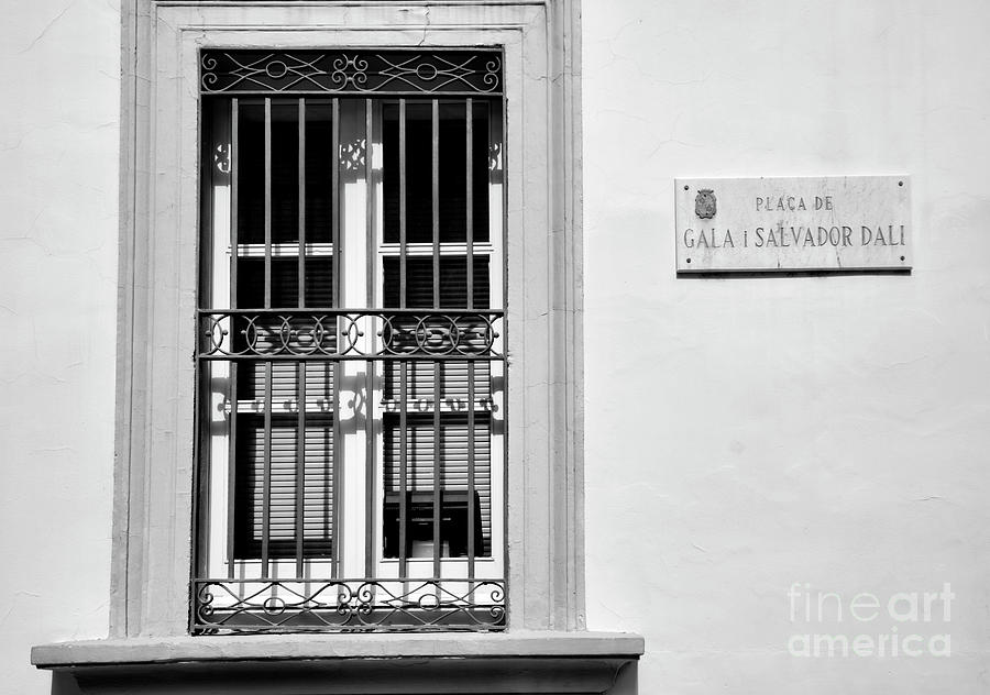 Street Window BW Dali Hometown Figueres Spain  Photograph by Chuck Kuhn