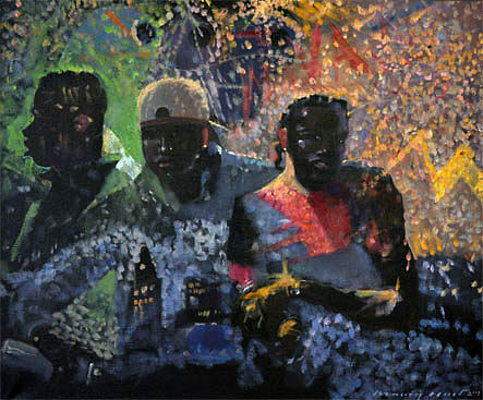 African Painting - Street Writers by Maury Hurt