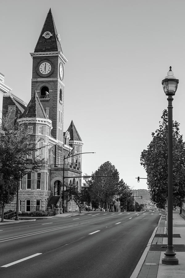Architecture Photograph - Streets of Downtown Fayetteville Arkansas in Black and White by Gregory Ballos