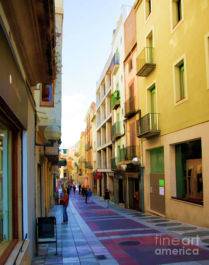 Streets of Figueres Spain Narrow Color Photograph by Chuck Kuhn