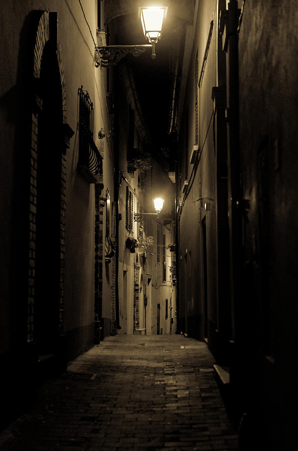 Streets of Italy at night 3 Photograph by AM FineArtPrints