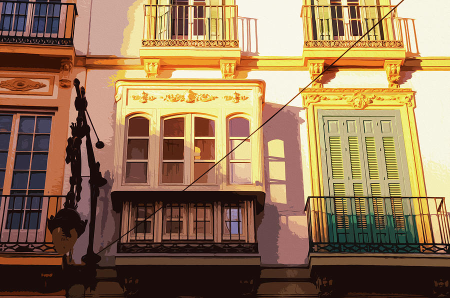 Streets of Malaga, Felix Saenz Square - 02 Painting by AM FineArtPrints