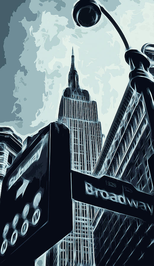 Streets of New York - Broadway view Painting by AM FineArtPrints