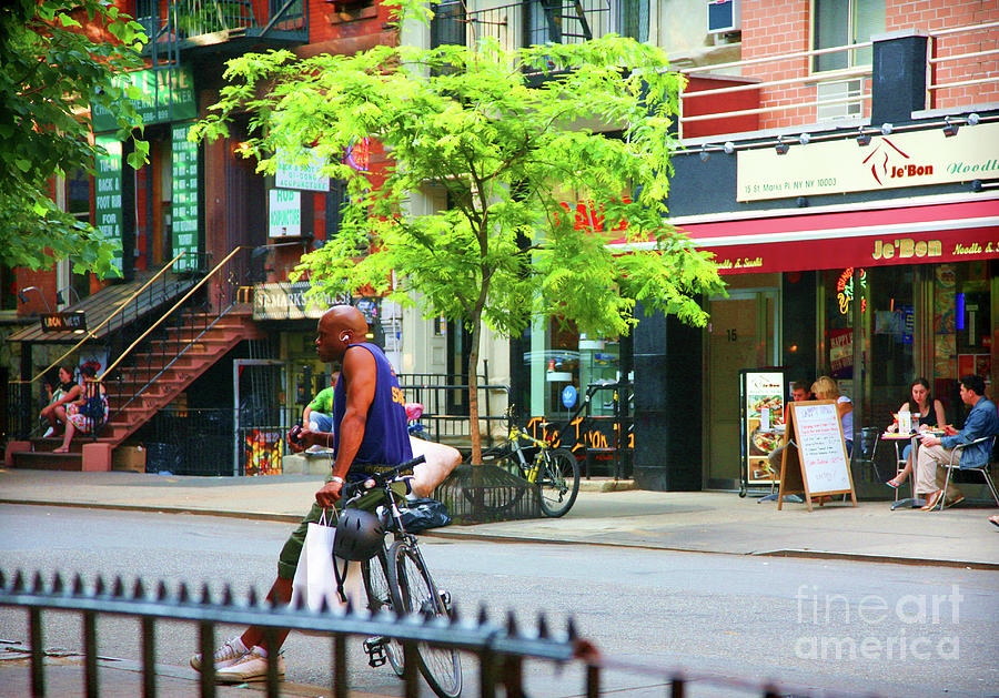 Streets of NYC Man Bicycle Paint  Photograph by Chuck Kuhn
