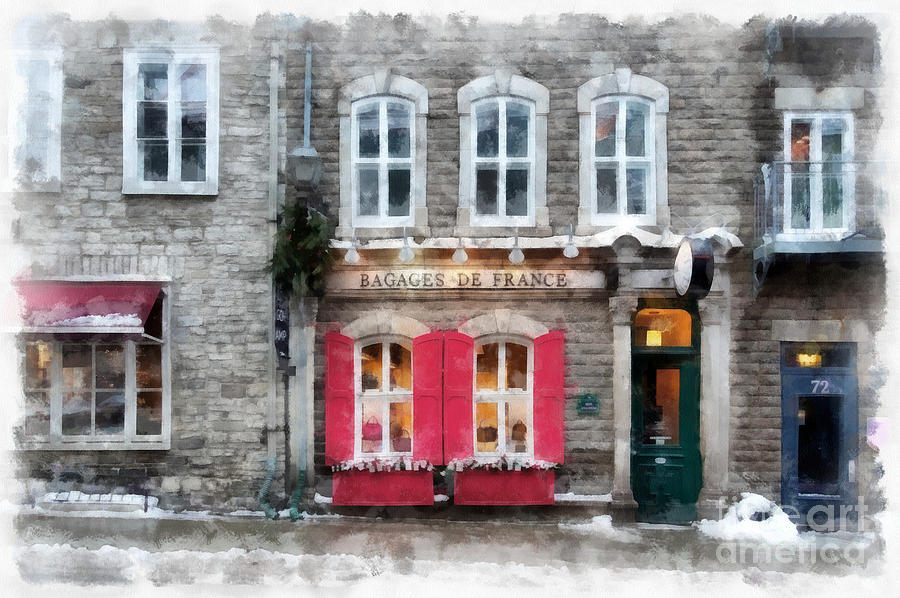 Streets of Old Quebec City Upper Town Storefront Watercolor Painting by Edward Fielding