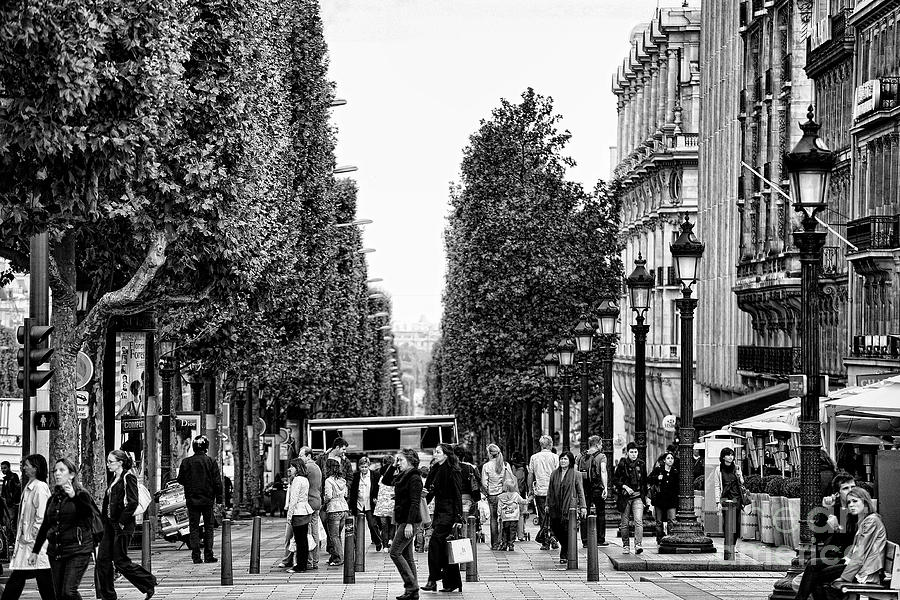 Streets of Paris People BW Photograph by Chuck Kuhn