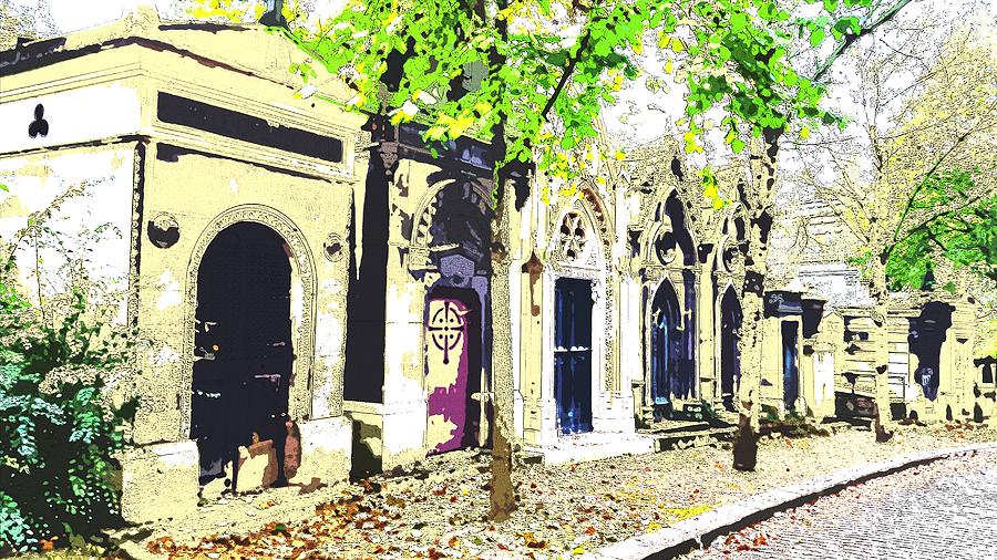 Paris France Painting - streets of Pere La Chaise cemetary by Corinne Barreca