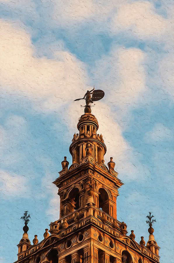 Streets of Seville, Giralda - 03 Painting by AM FineArtPrints