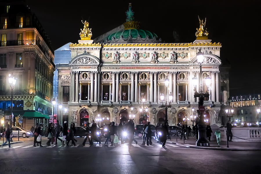 Streets of the Opera de Paris at Night Photograph by Mark Tisdale