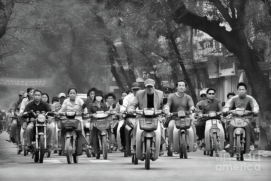 Streets Pano Vietnamese Motorcycles  Photograph by Chuck Kuhn