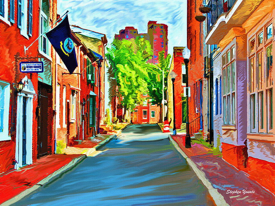 Baltimore Digital Art - Streetscape in Federal Hill by Stephen Younts