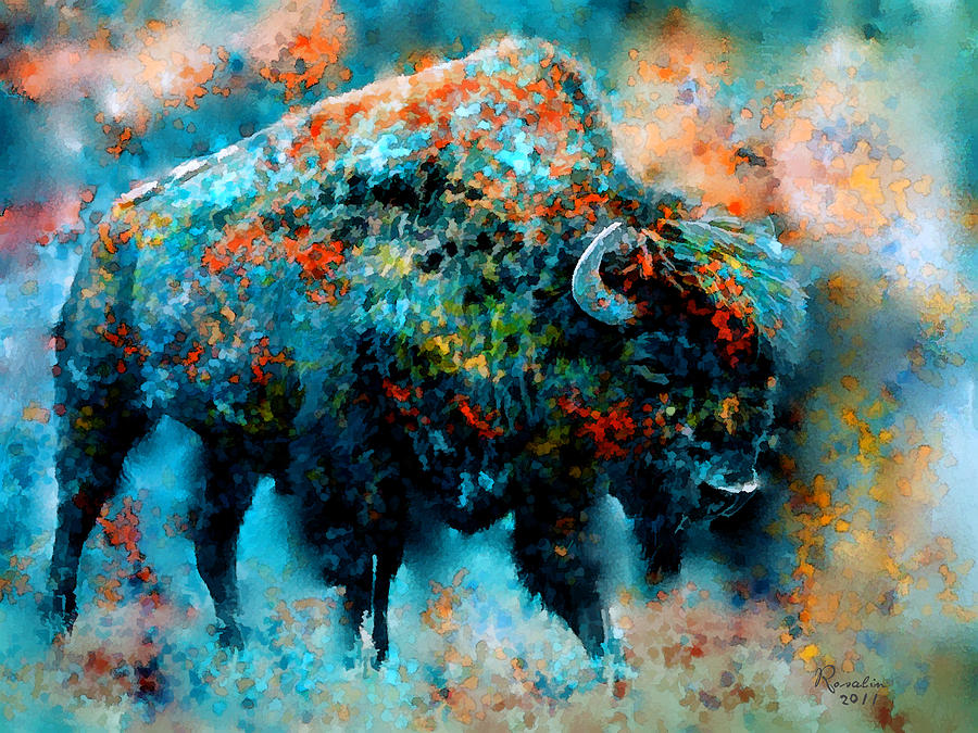 Buffalo Painting - Strength And Patience Of The Greatest by Rosalina Atanasova Buffalo Painting - Strength And Patience Of The Greatest by Rosalina Atanasova