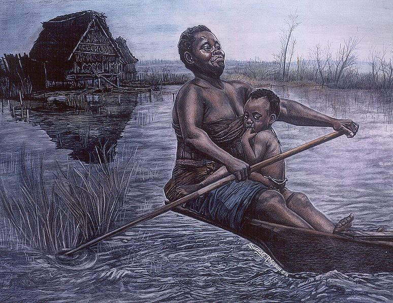 Child And Mother Painting - Strength and Pride by Buena Johnson Child And Mother Painting - Strength and Pride by Buena Johnson