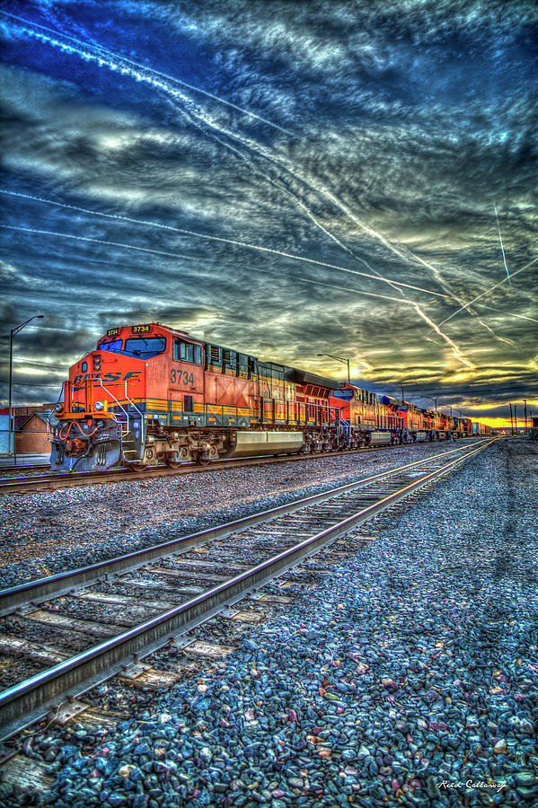 Strength In Numbers S N S F Locomotive 3734 Gallup New Mexico Train Art Photograph by Reid Callaway
