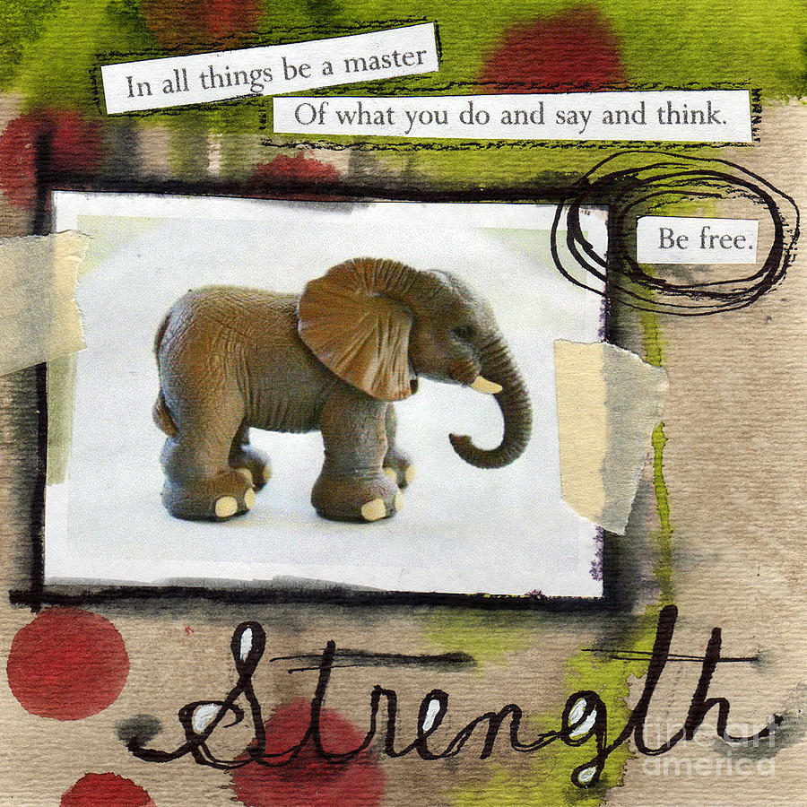 Elephant Mixed Media - Strength by Linda Woods