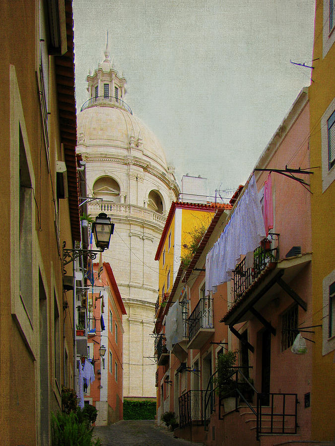 Street Scene in Alfama District of Lisbon Photograph by Carla Parris