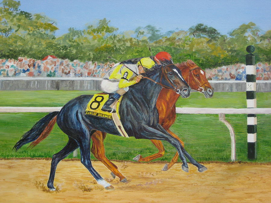 Horse Painting - Stretch Run by Mary Mapes
