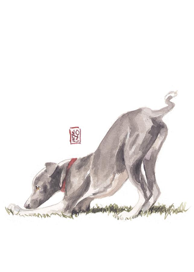 Italian Greyhound Painting - Stretching Italian by Debra Jones