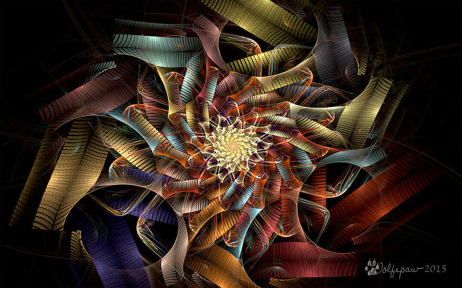Striated Flux Spiral Digital Art by Peggi Wolfe