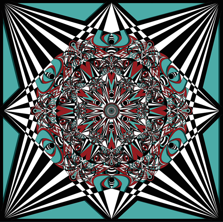 Black And White Digital Art - Striped Mandala by Megan Manske