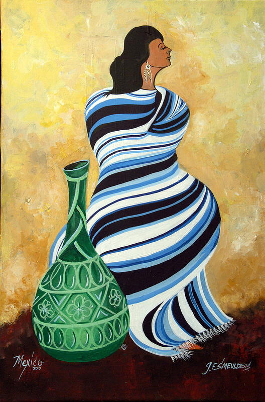 Striped pancho Painting by John Smeulders