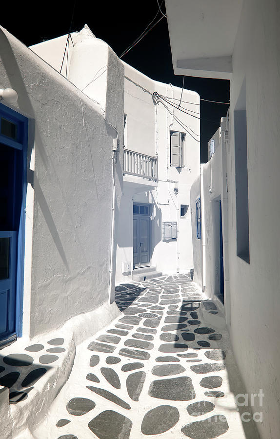 Striped Street in Mykonos Town Infrared Photograph by John Rizzuto