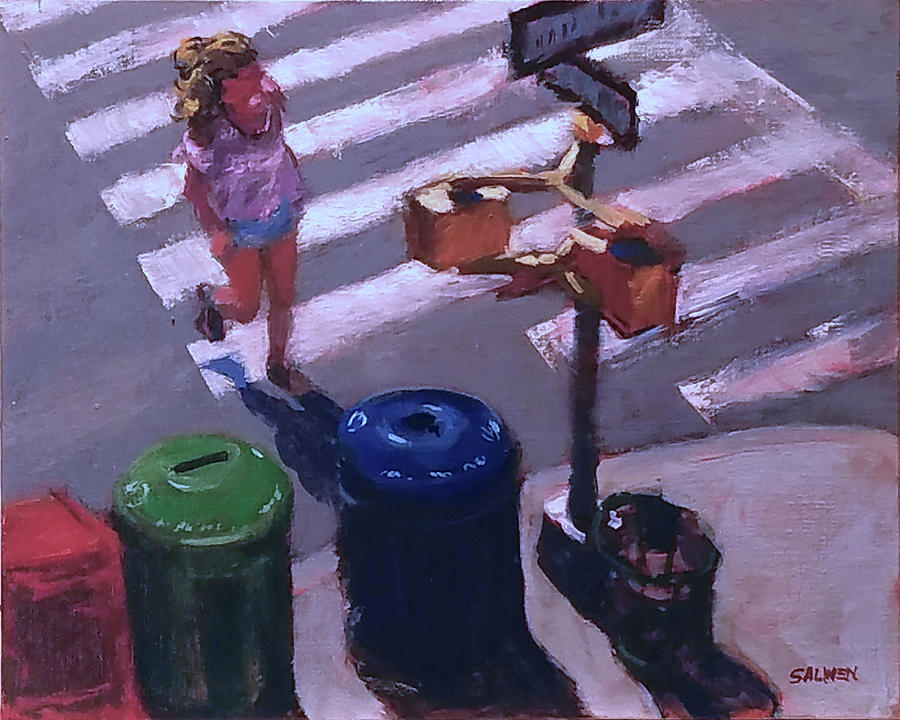 Stripes -- Crossing Broadway Painting by Peter Salwen
