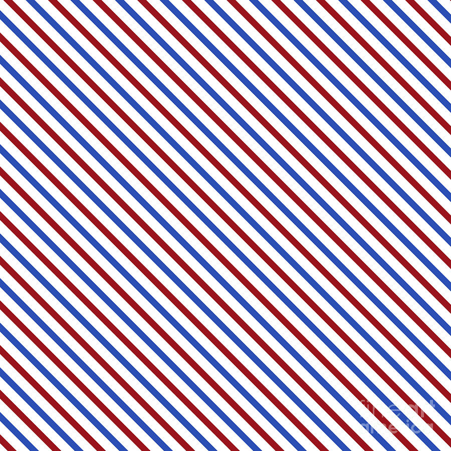 Stripes Diagonal Carmine Red Cobalt Blue Simple Modern Digital Art by Beverly Claire Kaiya