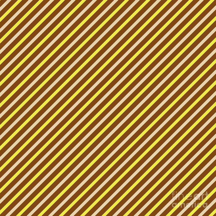 Simple Digital Art - Stripes Diagonal Chocolate Banana Yellow Toffee Cream by Beverly Claire Kaiya