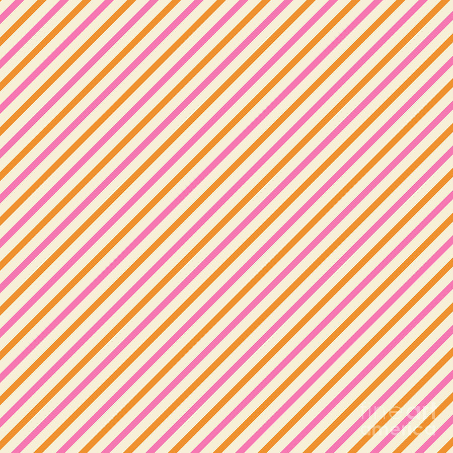 Stripes Diagonal Orange Pink Peach Simple Modern Digital Art by Beverly Claire Kaiya
