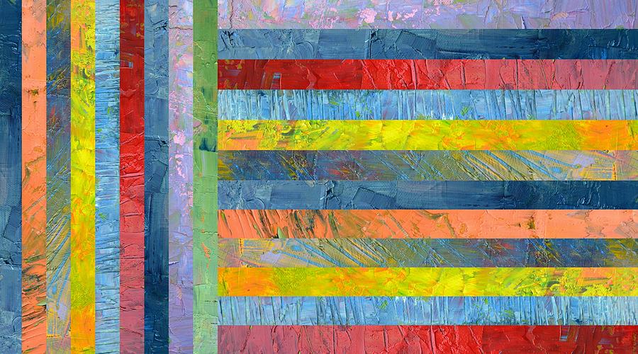 Stripes with Blue and Red Painting by Michelle Calkins