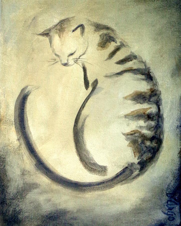 Stripey Cat 1  Painting by Dina Dargo