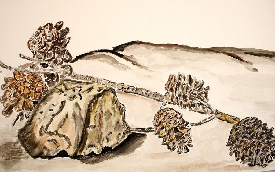 Strobiles On The Desert. Painting by Shlomo Zangilevitch