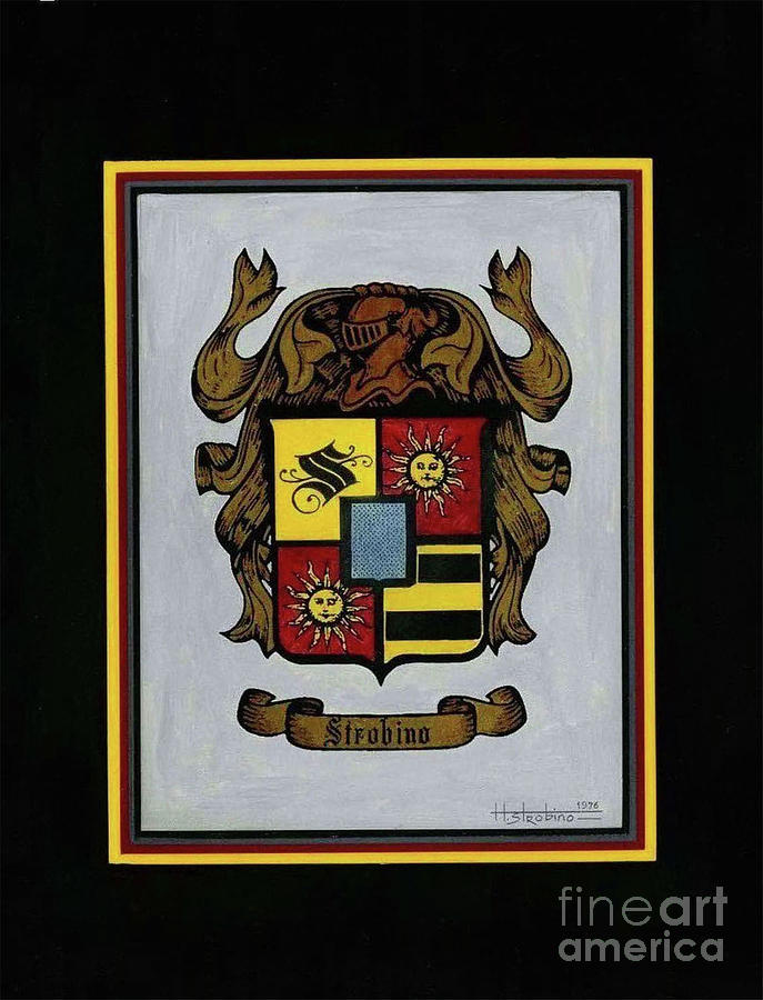 Strobino Coat of Arms Painting by Herb Strobino