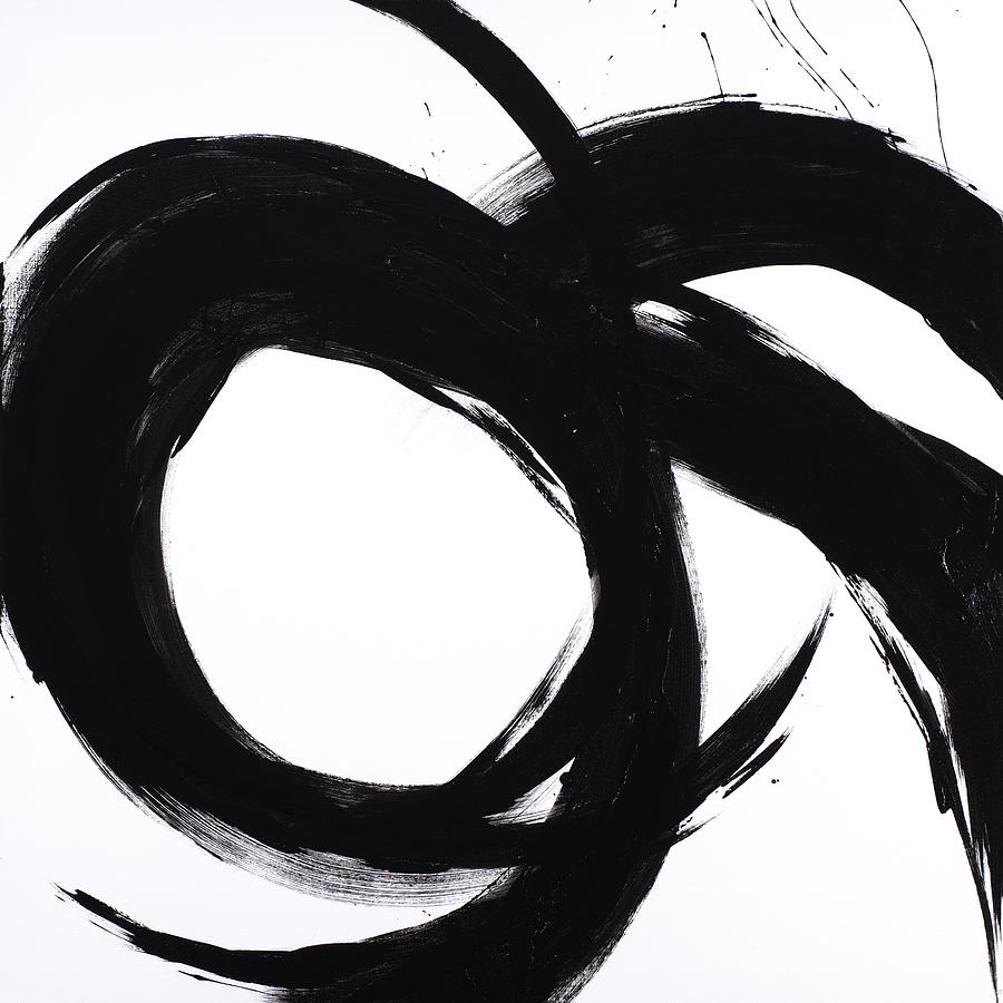 Black And White Painting - Strokes in Noir IV by Megan Morris Collection