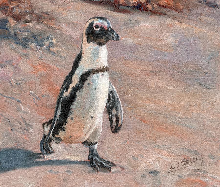 Penguin Painting - Stroll Along The Beach by David Stribbling