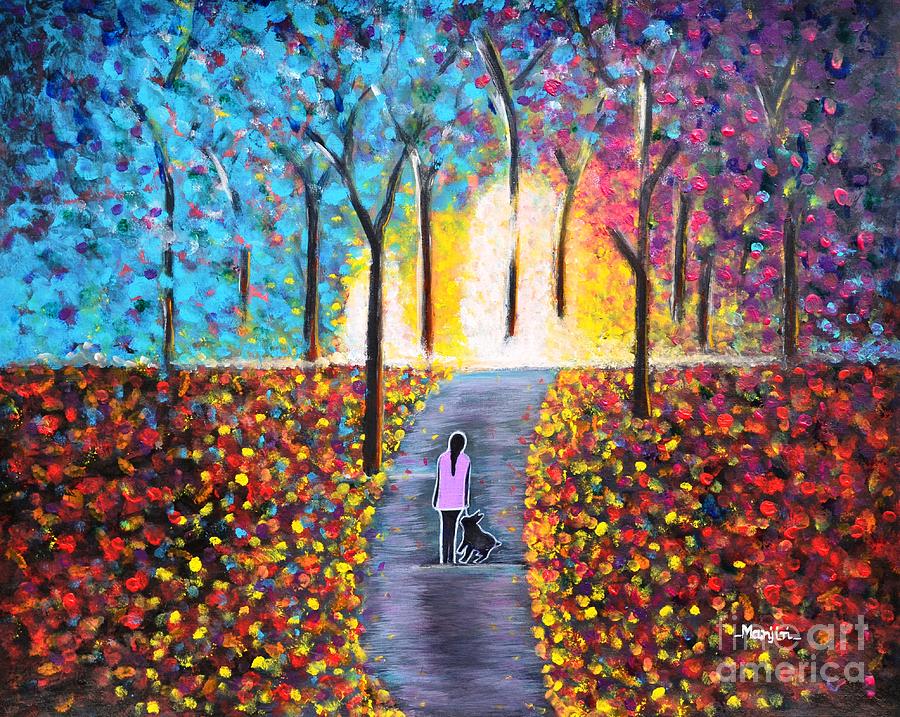 Stroll on the pathway colorful painting Painting by Manjiri Kanvinde