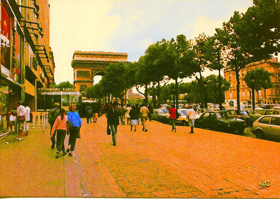 Strollers along the Champs Elysees Painting by CHAZ Daugherty
