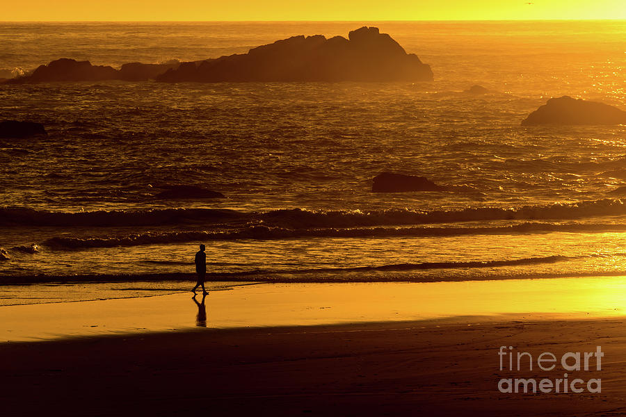Strolling Harris Beach at Sunset - Oregon Photograph by Gary Whitton