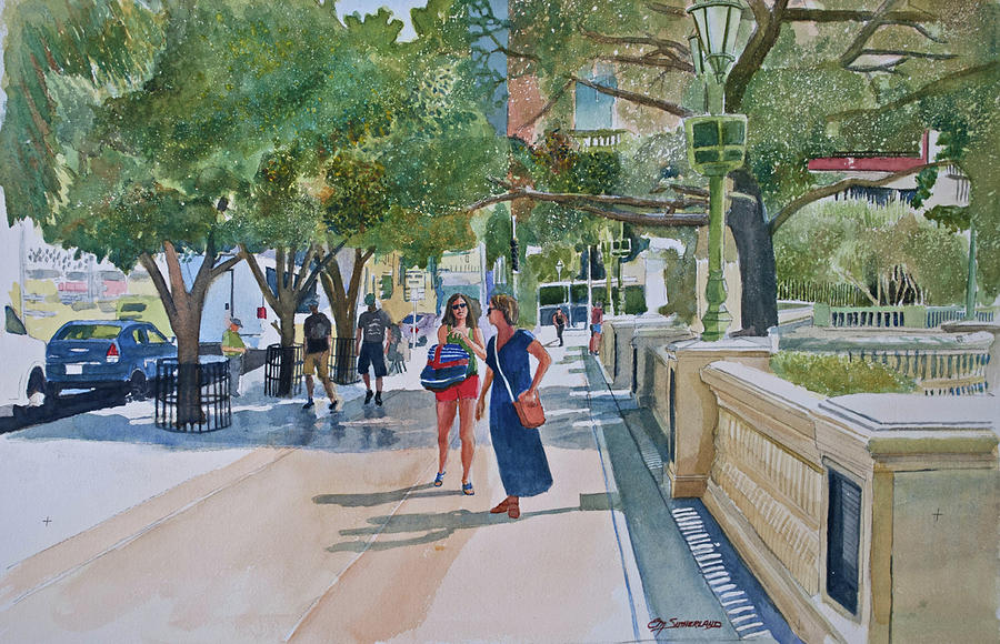 Strolling on the Boulevard Painting by E M Sutherland