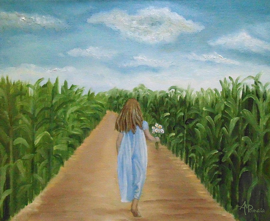 Strolling Through The Cornfield Painting by Angeles M Pomata