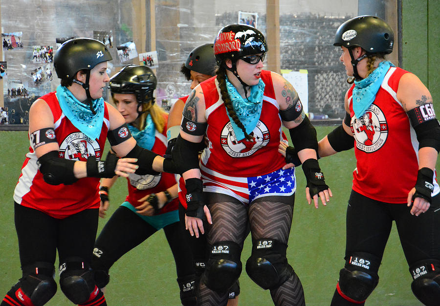 Sports Photograph - Strong Island Derby Revolution Blockers by Mike Martin