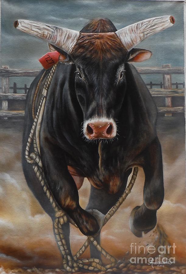 Strongest Bull Wins Painting by Ruben Archuleta - Art Gallery
