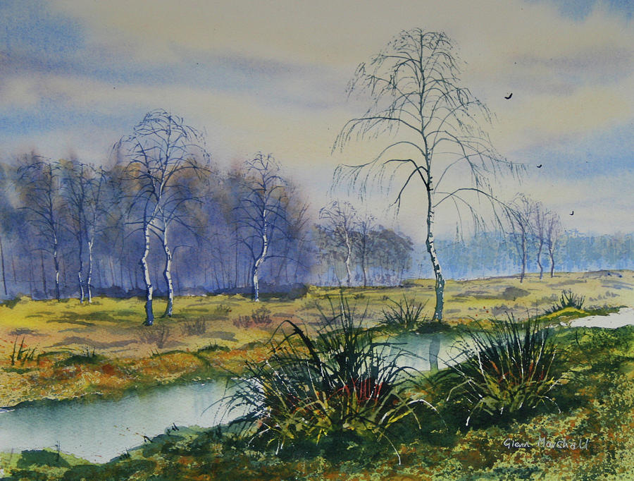 Nature Painting - Stream in Flood on Strensall Common by Glenn Marshall