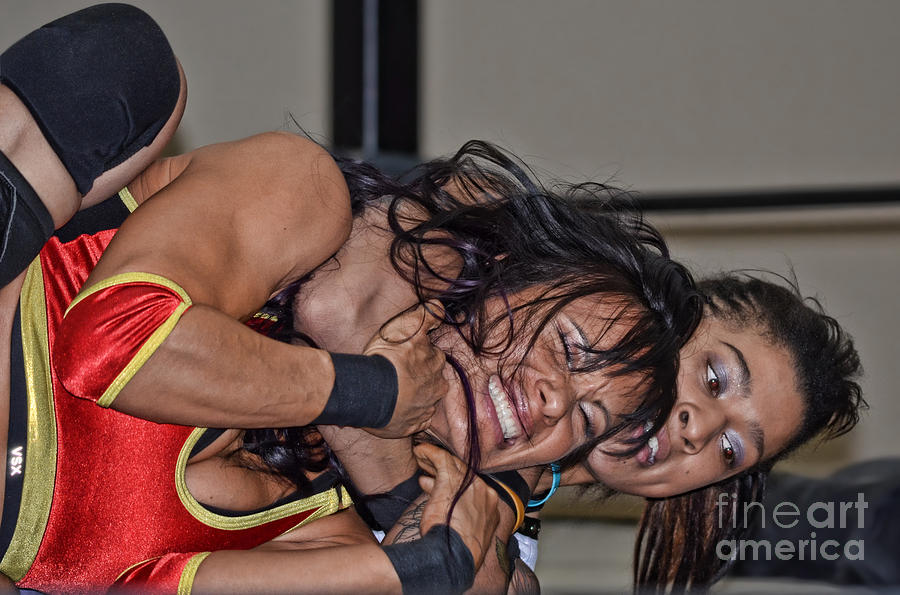 Wrestling Photograph - Struggling to Escape a Choke Hold Kahmora Vs Savoy b...