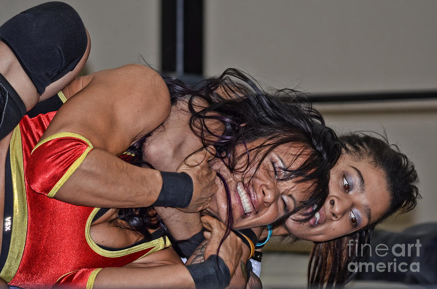 Struggling to Escape a Choke Hold Kahmora Vs Savoy  Photograph by Jim Fitzpatrick