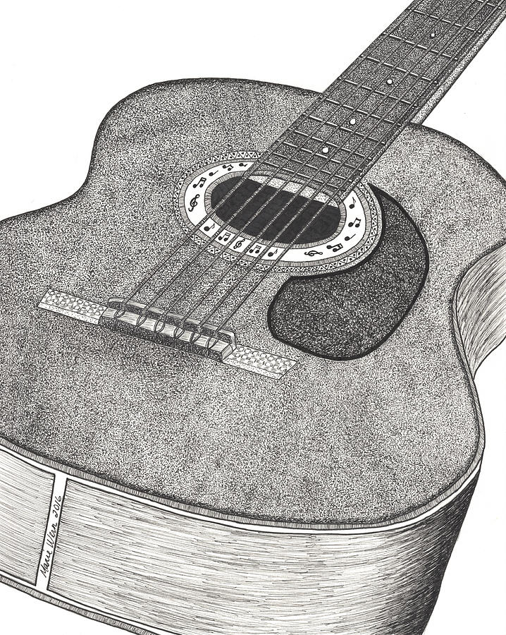 Music Drawing - Strumming by Marie Wern