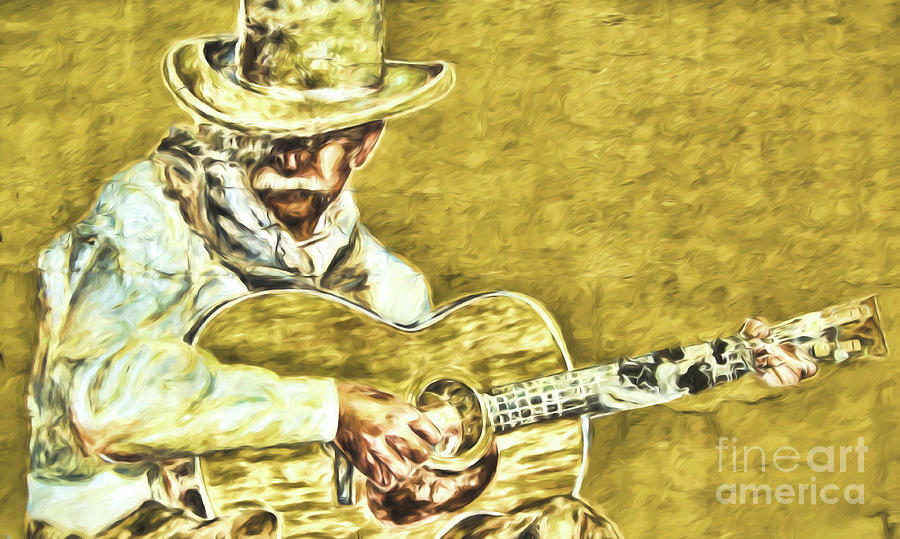 Strumming The Guitar Painting by Steven Parker
